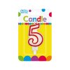 Dortová narozeninová svíčka - Číslice 5, bílo/červená - 1 ks