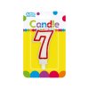 Dortová narozeninová svíčka - Číslice 7, bílo/červená - 1 ks