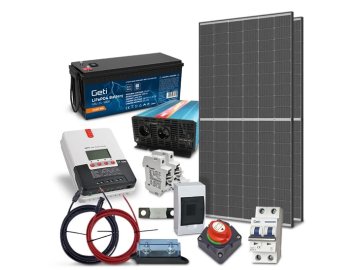 Solární sestava ostrovní TRINA 880Wp, baterie LiFePO4 24V 100Ah, měnič 24V230VAC 2000W 13