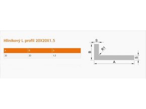 Hliníková lišta L 20x20 mm ; 6m