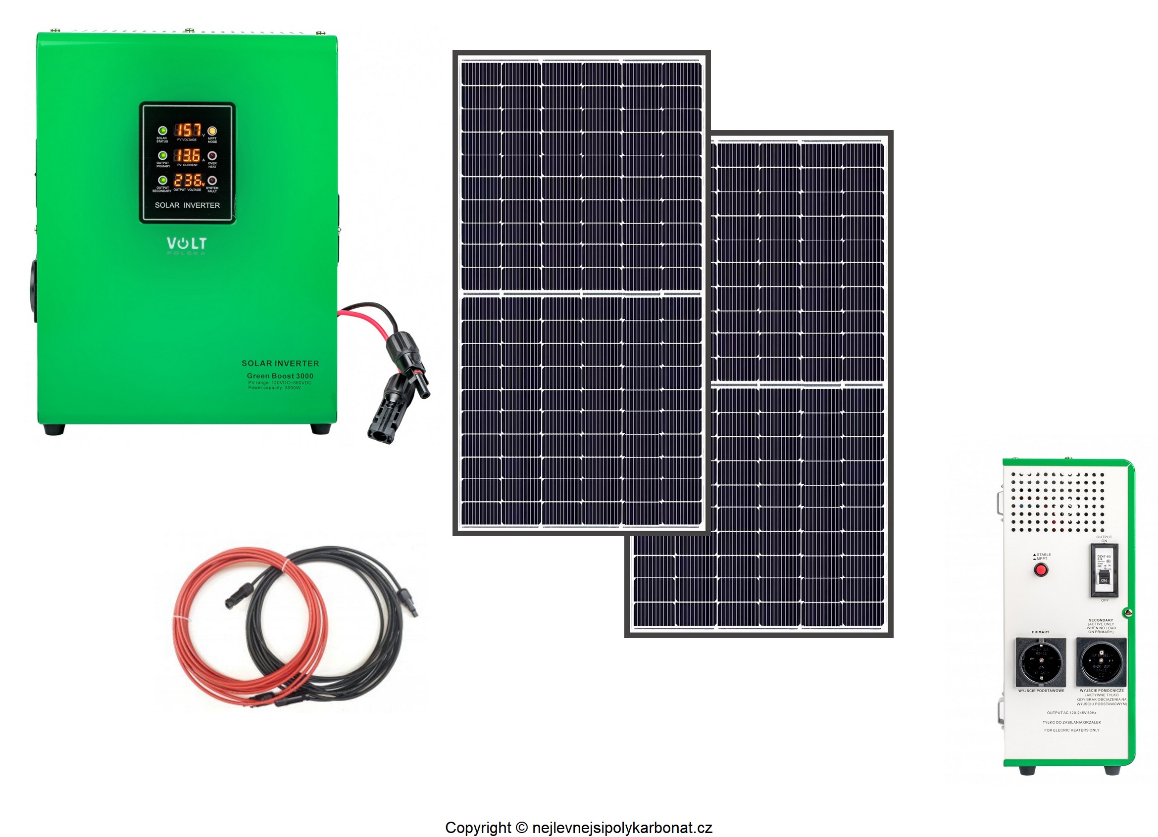 Ostrovní ohřev vody Green Boost Počet FV panelů: 4 panely