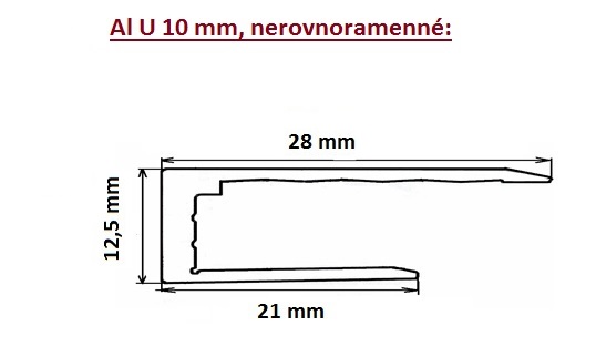 A+A Hliníková lišta U 10mm Délka: 2,1 m