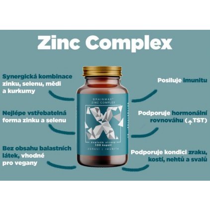 brainmax zinc complex zinek selen med a kurkuma 100 kapsli