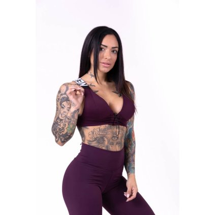 Nebbia sportovní podprsenka Lace-up 694 BURGUNDY fialová (Velikost S)