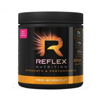5969 reflex nutrition pre workout 300 g ovocna smes nakopavac na silu a vykon
