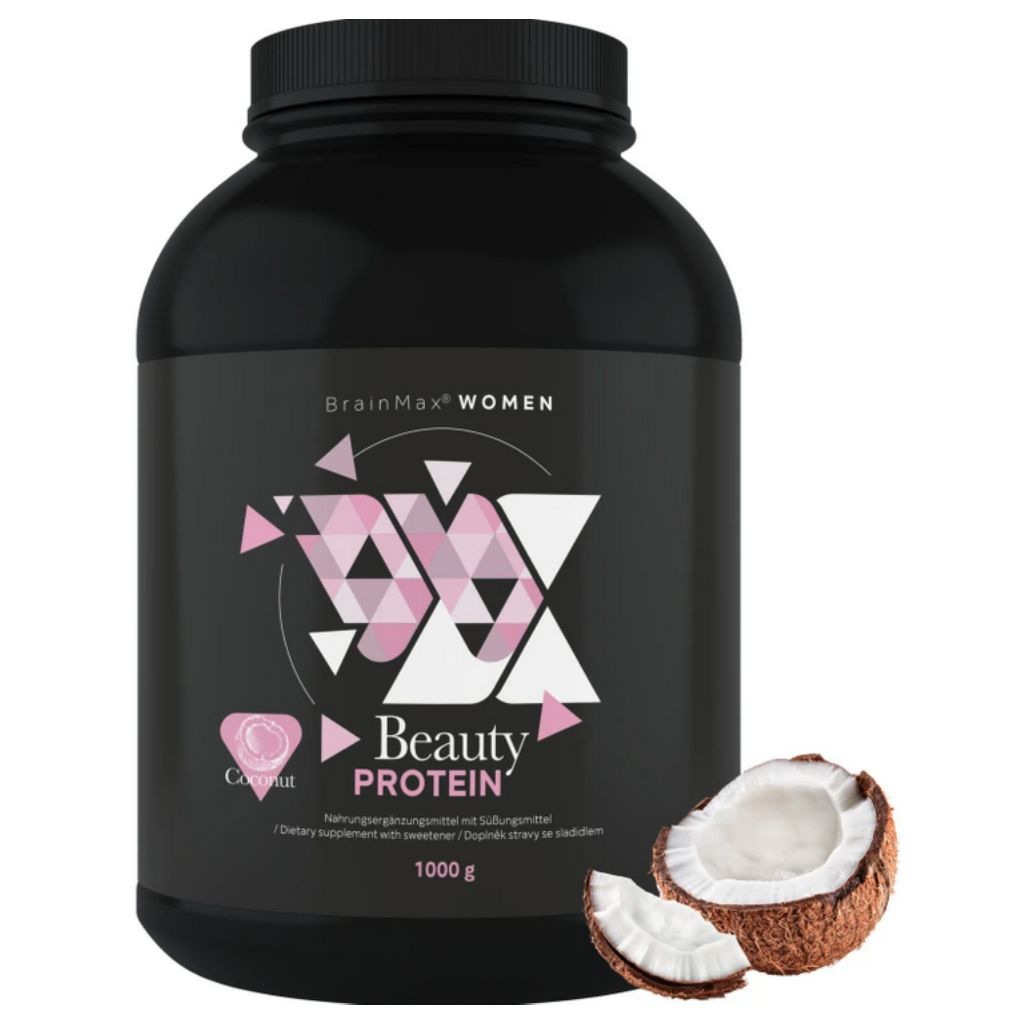 BrainMax Women Beauty Protein, S kolagenem a keratinem, 1000 g Příchuť: Kokos