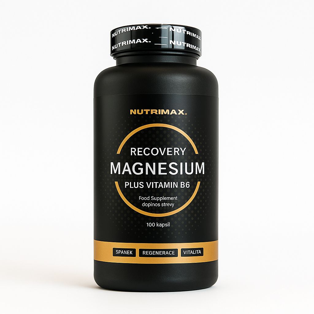 NutriMax Recovery Magnesium 1000 mg, Hořčík + Vitamín B6, 100 kapslí
