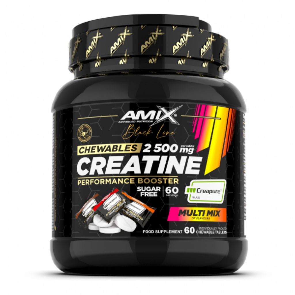 AMIX Black Line Creatine Creapure 2500 mg, Kreatin žvýkací tablety bez cukru, 60 ks