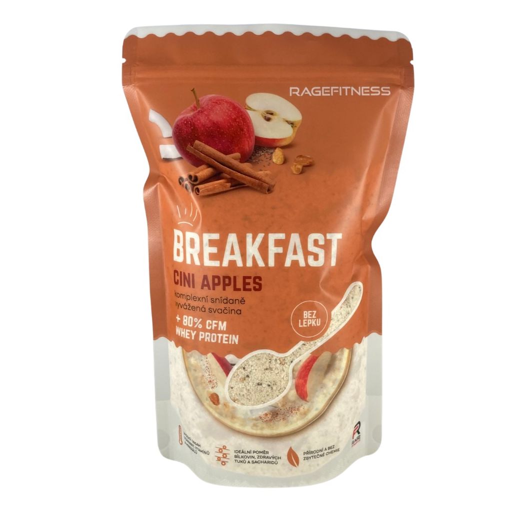 RageFitness Instantní rýžová kaše s Whey proteinem, 600 g Příchuť: Jablko/Skořice