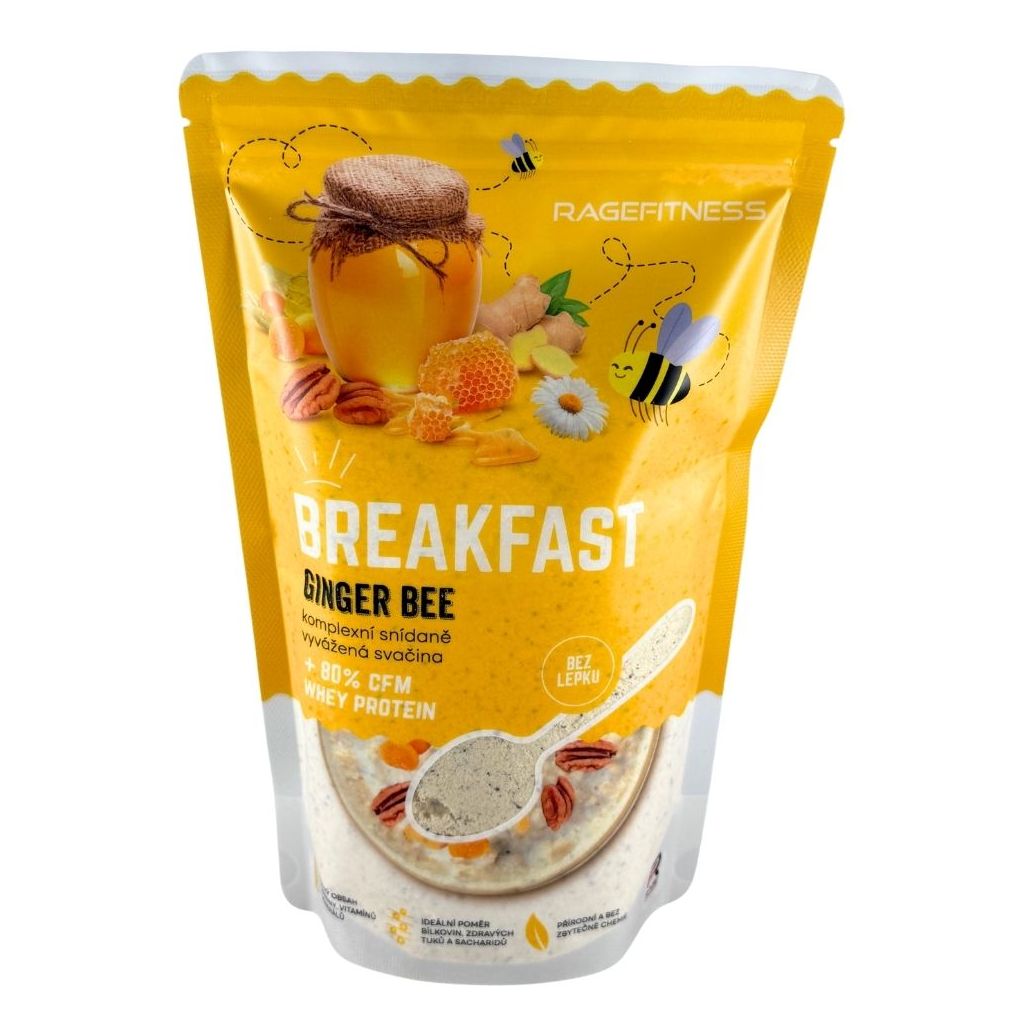 RageFitness Instantní rýžová kaše s Whey proteinem, 600 g Příchuť: Med/Zázvor