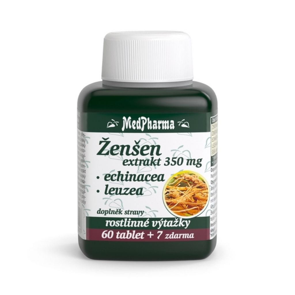 MedPharma Ženšen 350 mg + Echinacea + Leuzea, 67 tablet