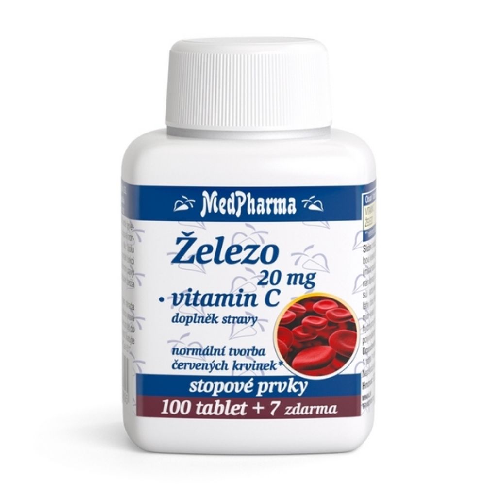 MedPharma Železo 20 mg + Vitamín C, 107 tablet