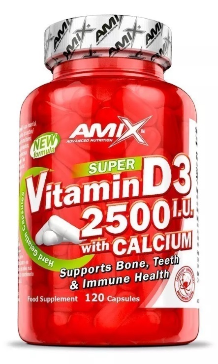 AMIX Vitamín D3 2500 I.U. s vápníkem 120 kapslí