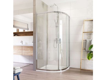 Mereo Sprchový kout, Lima, čtvrtkruh, R 550, zasunovací, 90x90 cm, chrom ALU, sklo Čiré CK608B23K