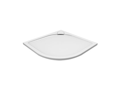 Mereo Čtvrtkruhová sprchová vanička s oblým krytem sif., 80x80x3 cm, vč. sif., bez nožiček, litý mramor CV15CS