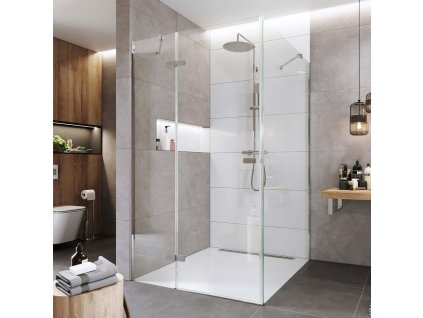 Mereo Sprchový kout, Novea, čtverec, pantový,80x80 cm, chrom ALU, sklo Čiré, dveře levé a pevný díl CK10114ZL