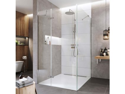 Mereo Sprchový kout, Novea, obdélník, pantový, 90x100 cm, chrom ALU, sklo Čiré, dveře levé a pevný díl CK10216ZL