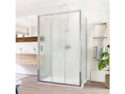 Mereo Sprchový kout, Lima, obdélník do prostoru U, trojdílné, zasun., 90x80x90 cm, chrom ALU, sklo Point CK89692K