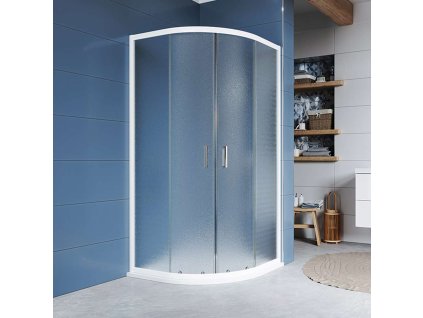 Mereo Sprchový kout, Kora, čtvrtkruh, R 550, zasunovací, 80x80 cm, bílý ALU, sklo Grape CK35111Z