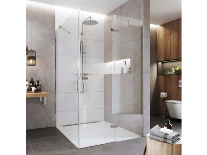 Mereo Sprchový kout, Novea, čtverec, pantový, 100x100 cm, chrom ALU, sklo Čiré, dveře pravé a pevný díl CK10316ZP