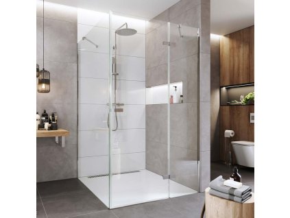Mereo Sprchový kout, Novea, čtverec, pantový,80x80 cm, chrom ALU, sklo Čiré, dveře pravé a pevný díl CK10114ZP