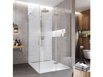 Mereo Sprchový kout, Novea, čtverec, pantový, 120x120 cm, chrom ALU, sklo Čiré, dveře pravé a pevný díl CK10417ZP