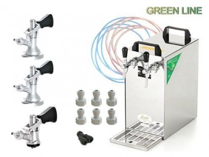 LINDR KONTAKT 40/K Green Line výčepní zařízení 2 kohouty - sestava komplet bajonet + plochý + kombi, SET01613