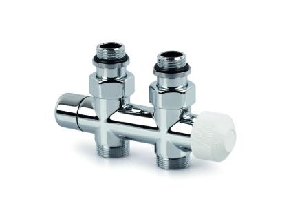 Honeywell Resideo V2882 Thera Design H-blok s termostatickým ventilem, přímý, chrom, DN 1/2", V2882DSL15A