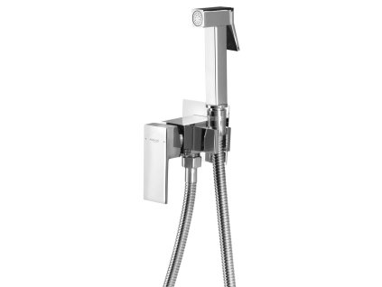 Aqualine Podomítková bidetová baterie se Stop sprškou, hadice 1,2m, hranatá, chrom SK301