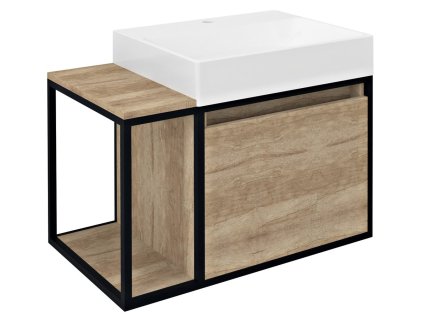 Sapho SKARA umyvadlová skříňka 80x49,5x46,5cm, černá mat/dub Alabama CG003-2222