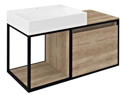 Sapho SKARA umyvadlová skříňka 100x49,5x46,5cm, černá mat/dub Alabama CG004-2222