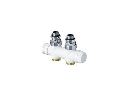 Honeywell V2881 Thera Design H-blok s termostatickým ventilem, bílý, DN 1/2"