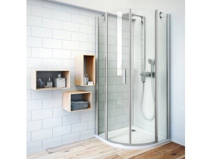ROTH TOWER LINE TR2/900 sprchový kout 900x2000mm čtvrtkruhový, s dvoukřídlími otevíracími dveřmi, bezrámový, stříbro/transparent, 723-9000000-01-02