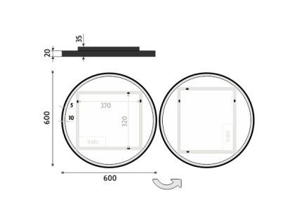 cerne kulate led zrcadlo pr 600 vykres