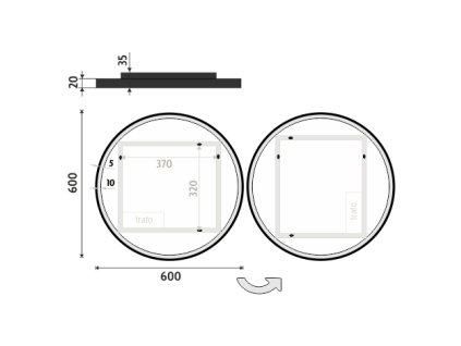 Nimco Černé kulaté LED zrcadlo pr. 600 ZPC 28000R-90