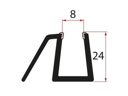 Polysan Spodní těsnění na dveře, sklo 8mm, 1000mm, černá NDALB04