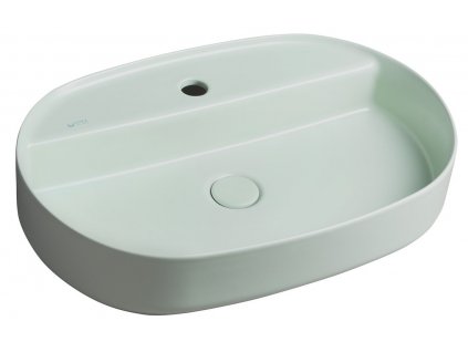 Isvea INFINITY OVAL keramické umyvadlo na desku, 60x40cm, zelená mint 10NF65060-2T