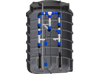 PUMPA black line Box 2 VE Morava XTREME2 GSM čerpací jímka včetně šachty a spínací skříňky, střídavý chod, plováky 2ks, sonda 1ks, 400V 2x1,1kW, kabely 10m ZB00053174