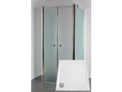 ARTTEC Sprchový kout nástěnný dvoukřídlý SALOON B 22 grape sklo 100 x 90 x 198 cm s vaničkou z litého mramoru LINEA PAN04645