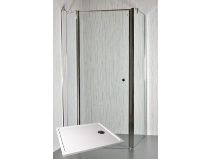 ARTTEC Sprchový kout rohový jednokřídlý MOON D 13 čiré sklo 100 x 80 x 198 cm s vaničkou z litého mramoru POLARIS PAN04495