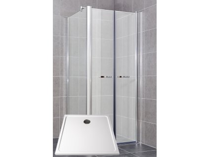 ARTTEC Sprchový kout rohový COMFORT D 18 grape sklo 100 x 80 x 198 cm s vaničkou z litého mramoru POLARIS PAN04549