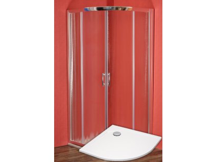 ARTTEC Sprchový kout čtvrtkruhový BRILIANT 90 x 90 x 208 cm chinchilla sklo s vaničkou z litého mramoru POLARIS a panelem PAN04584