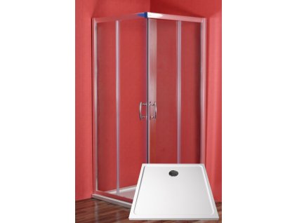 ARTTEC Sprchový kout čtvercový nástěnný SMARAGD 90 x 90 x 198 cm čiré sklo s vaničkou z litého mramoru POLARIS PAN04658