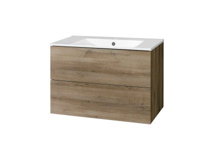 Mereo Aira, koupelnová skříňka s keramickým umyvadlem 81 cm, dub Halifax CN741