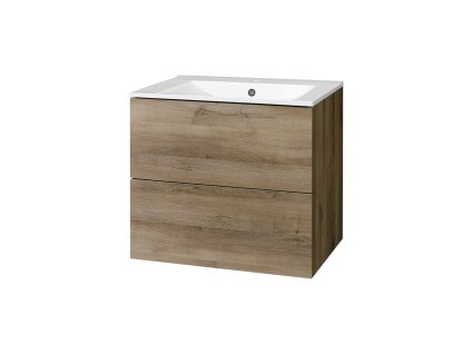 Mereo Aira, koupelnová skříňka s keramickým umyvadlem 61 cm, dub Halifax CN740