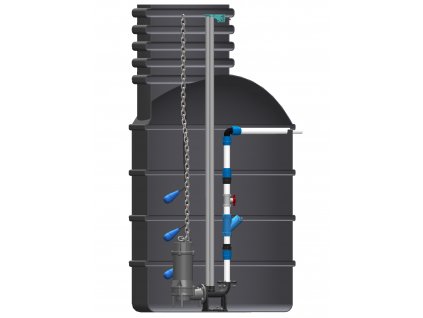PUMPA black line Box 1 SE 40BLC2.2 XTREME1 čerpací jímka včetně šachty a spínací skříňky, spouštěcí zařízení, plováky 3ks, 400V 2,2kW, kabel 15m ZB00068301