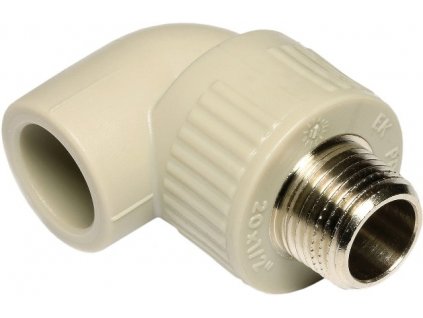WAVIN EKOPLASTIK PPR koleno 25mm, 1/2", 90°, s kovovým závitem vnějším, svařovací, voda, PP-R, SKOE02520RCT