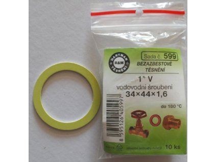 HARTMAN SADA 599 těsnění 1"V, 44x1,6mm k vodovodnímu šroubení, bezazbestové, 10 ks, SADA 599