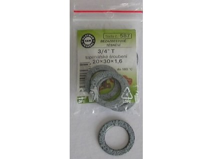 HARTMAN SADA 587 těsnění 3/4"T, 30x1,6mm topenářské, radiátorové, bezazbestové, 10 ks, SADA 587