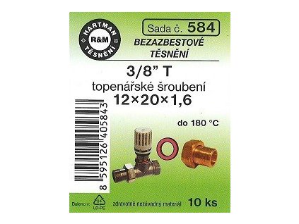 HARTMAN SADA 584 těsnění 3/8"T, 20x1,6mm topenářské, radiátorové, bezazbestové, 10 ks, SADA 584